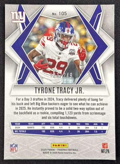 Tyrone Tracy Jr. 2025 Panini Phoenix Purple Hyper Prizm /249 Giants