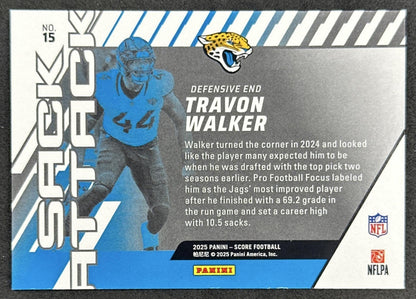 Travon Walker 2025 Panini Score Sack Attack Jaguars