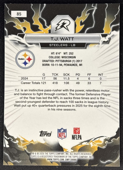 T.J. Watt 2025 Topps Resurgence Steelers Pittsburgh Steelers back