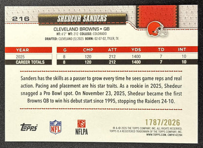 Shedeur Sanders 2026 Topps Gold /2026 Browns