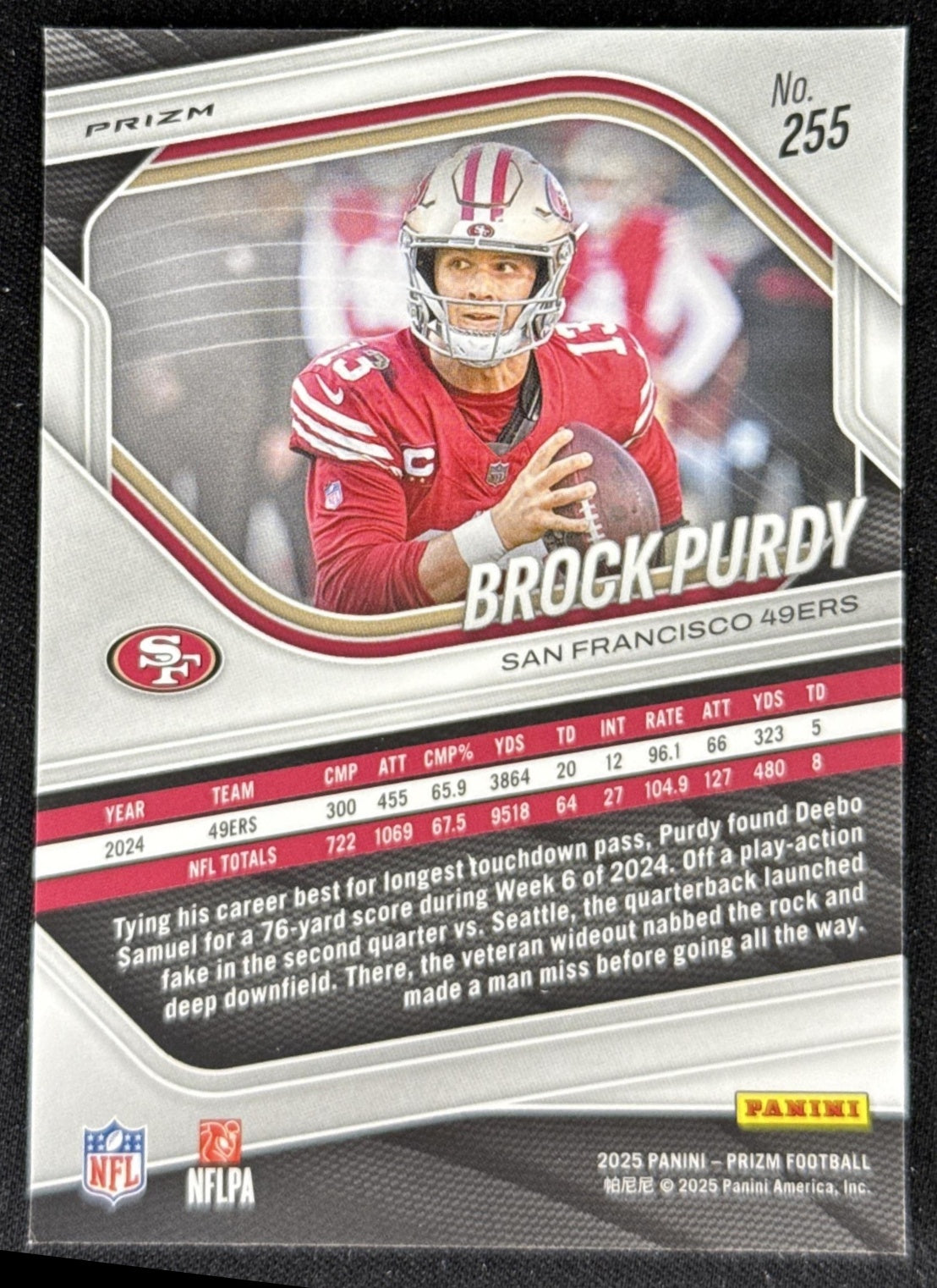 Brock Purdy 2025 Panini Prizm Red White & Blue 49ers Sports Trading Card