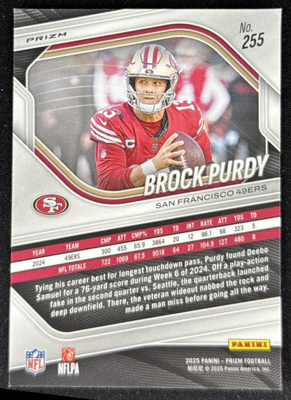 Brock Purdy 2025 Panini Prizm Red White & Blue 49ers Sports Trading Card