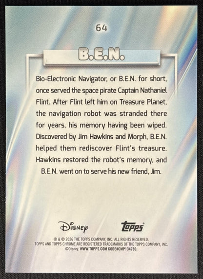 B.E.N. 2026 Topps Chrome Disney Treasure Planet back