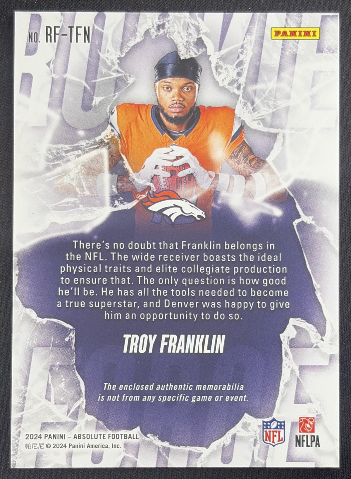 Troy Franklin 2024 Panini Absolute Rookie Force