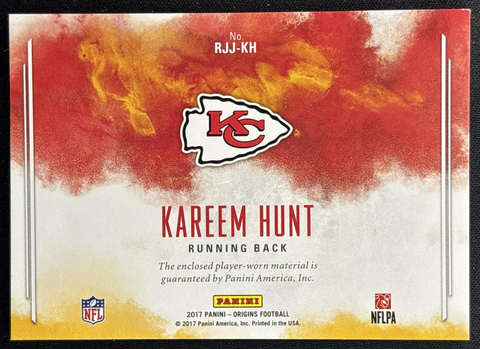 Kareem Hunt 2017 Panini Origins Rookie Jumbo Jerseys Orange /75 Chiefs Sports Trading Cards