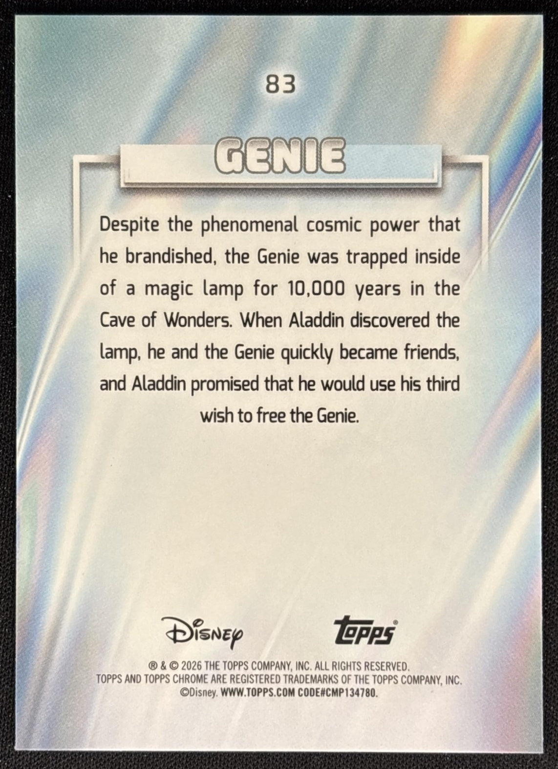 Genie 2026 Topps Chrome Disney X-Fractor Aladdin back