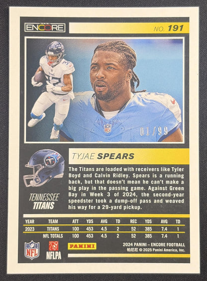 Tyjae Spears 2024 Panini Encore Orange /99 Titans Tennessee Titans