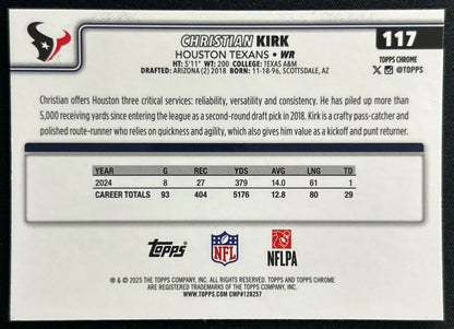 Christian Kirk 2025 Topps Chrome Texans Sports Trading Cards