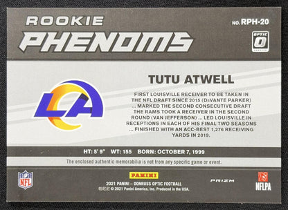 Tutu Atwell 2021 Panini Donruss Optic Rookie Phenoms Horizontal Blue Hyper Rams Sports Trading Card