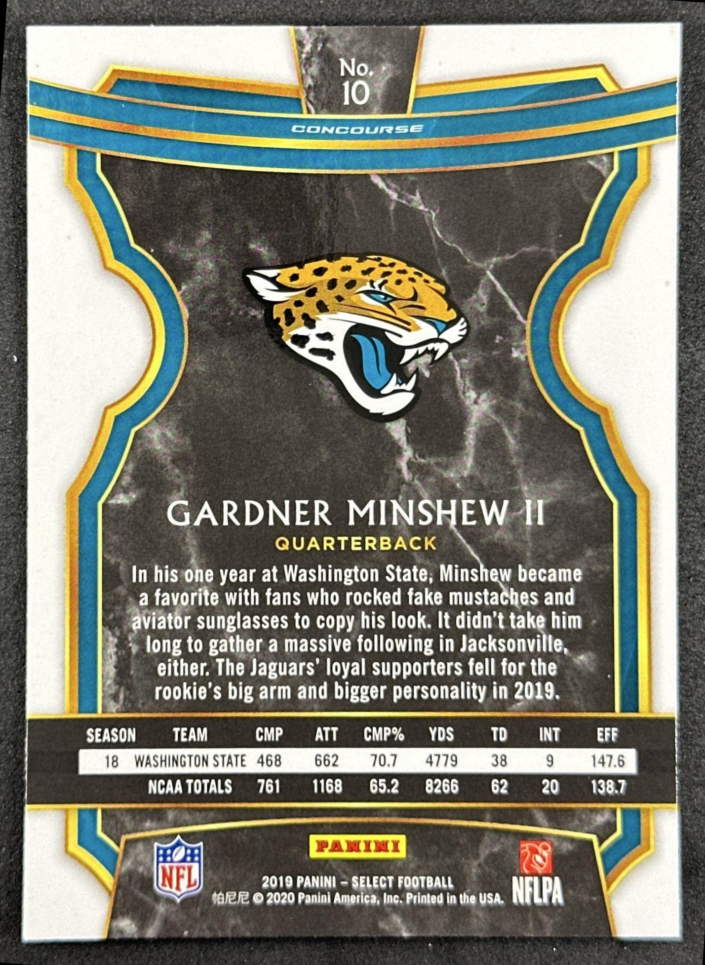 Gardner Minshew II 2019 Panini Select Silver Prizm Jaguars