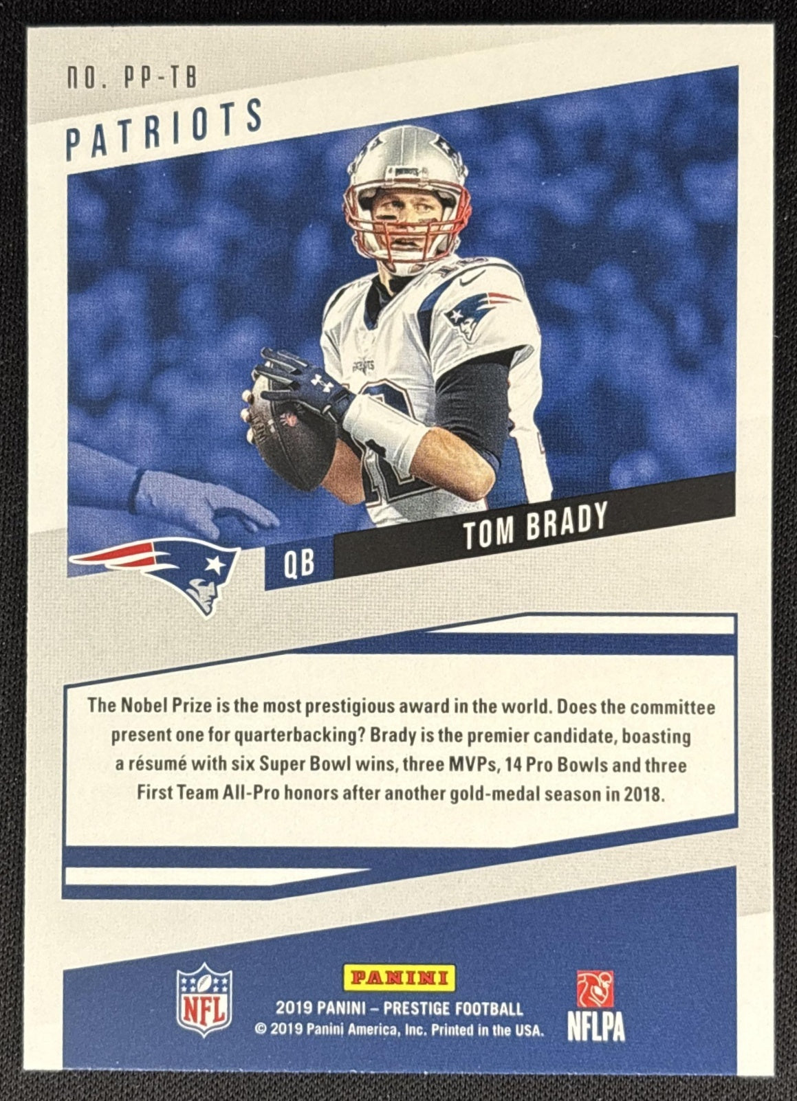 Tom Brady 2019 Panini Prestige Prestigious Pros Patriots Sports Trading Cards