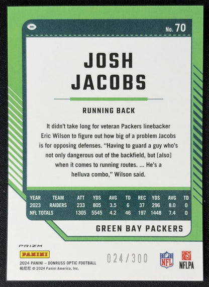 Josh Jacobs 2024 Panini Donruss Optic Wave /300 Packers