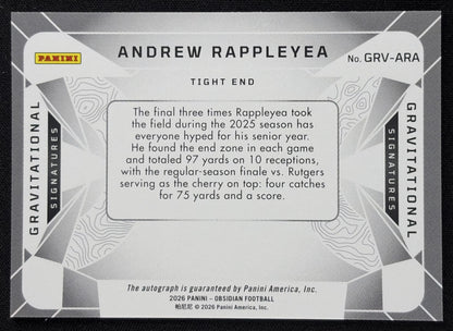 Andrew Rappleyea 2026 Panini Obsidian Gravitational Signatures Nittany Lions