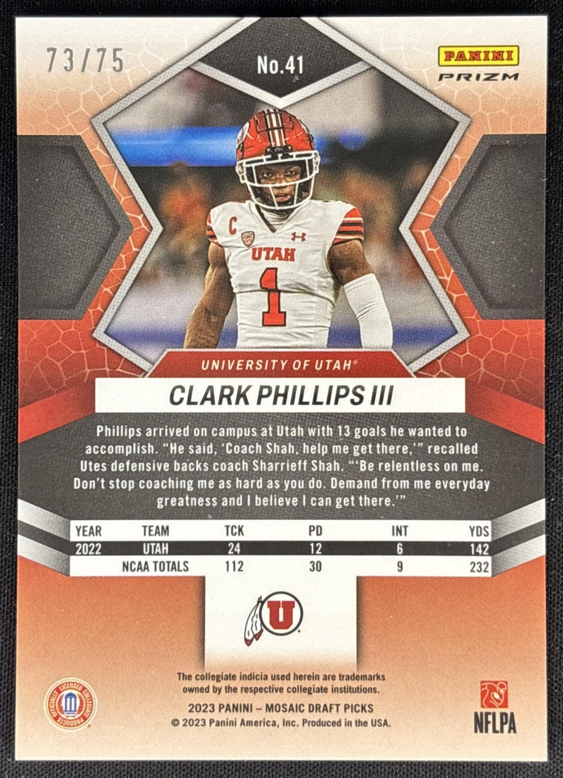 Clark Phillips III 2023 Panini Mosaic Draft Picks Blue /75 Rookie Falcons Sports Trading Cards