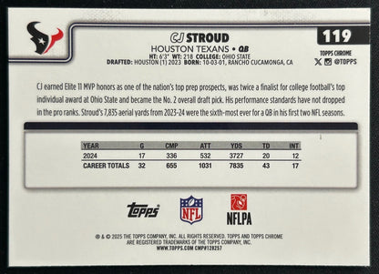 CJ Stroud 2025 Topps Chrome Texans Sports Trading Cards