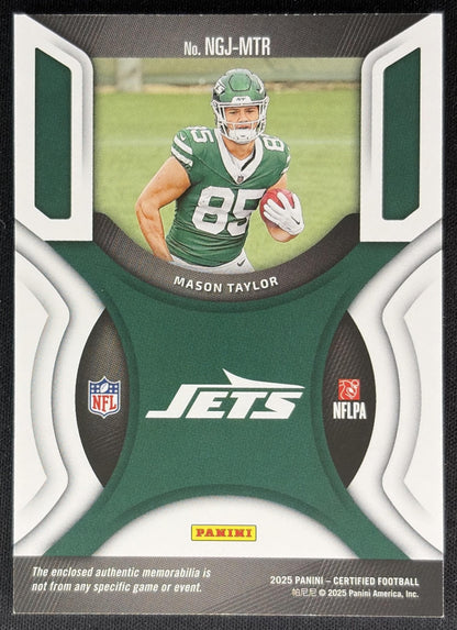 Mason Taylor 2025 Certified New Generation Jerseys Mirror Orange /249 Jets back