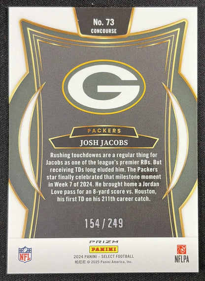 Josh Jacobs 2024 Panini Select Concourse Red Prizm Shock /249 Packers