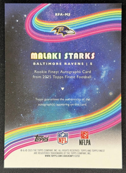 Malaki Starks 2025 Topps Finest Rookie Auto Ravens 1 back