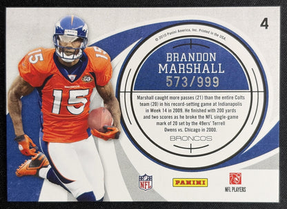 Brandon Marshall 2010 Panini Donruss Elite Prime Targets Gold /999 Broncos