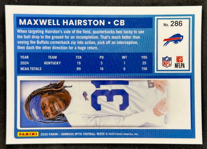 Maxwell Hairston 2025 Donruss Optic Rated Rookie Bills Sports Trading Card