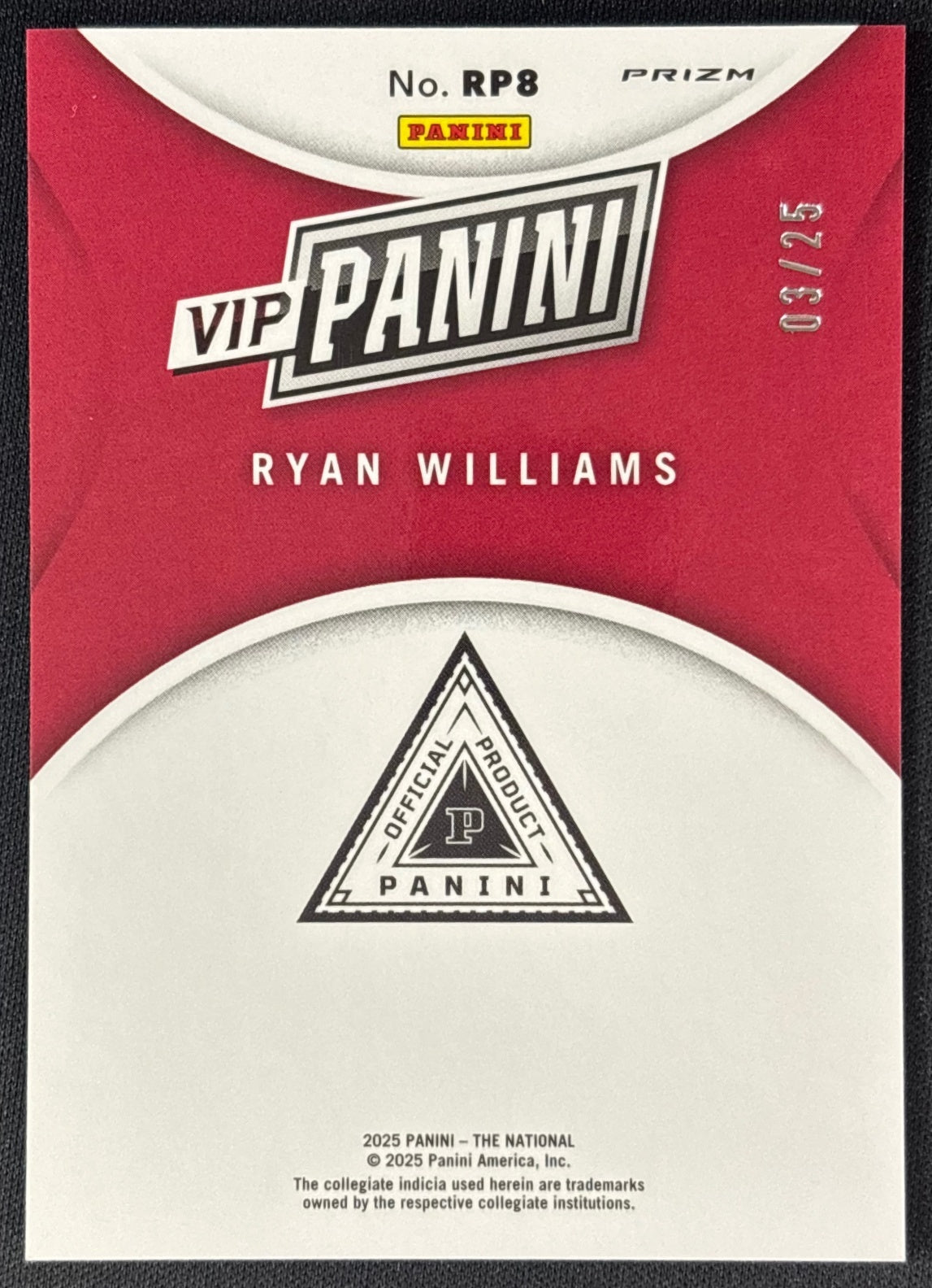 Ryan Williams 2025 NSCC VIP Gold Packs Red/White/Blue /25