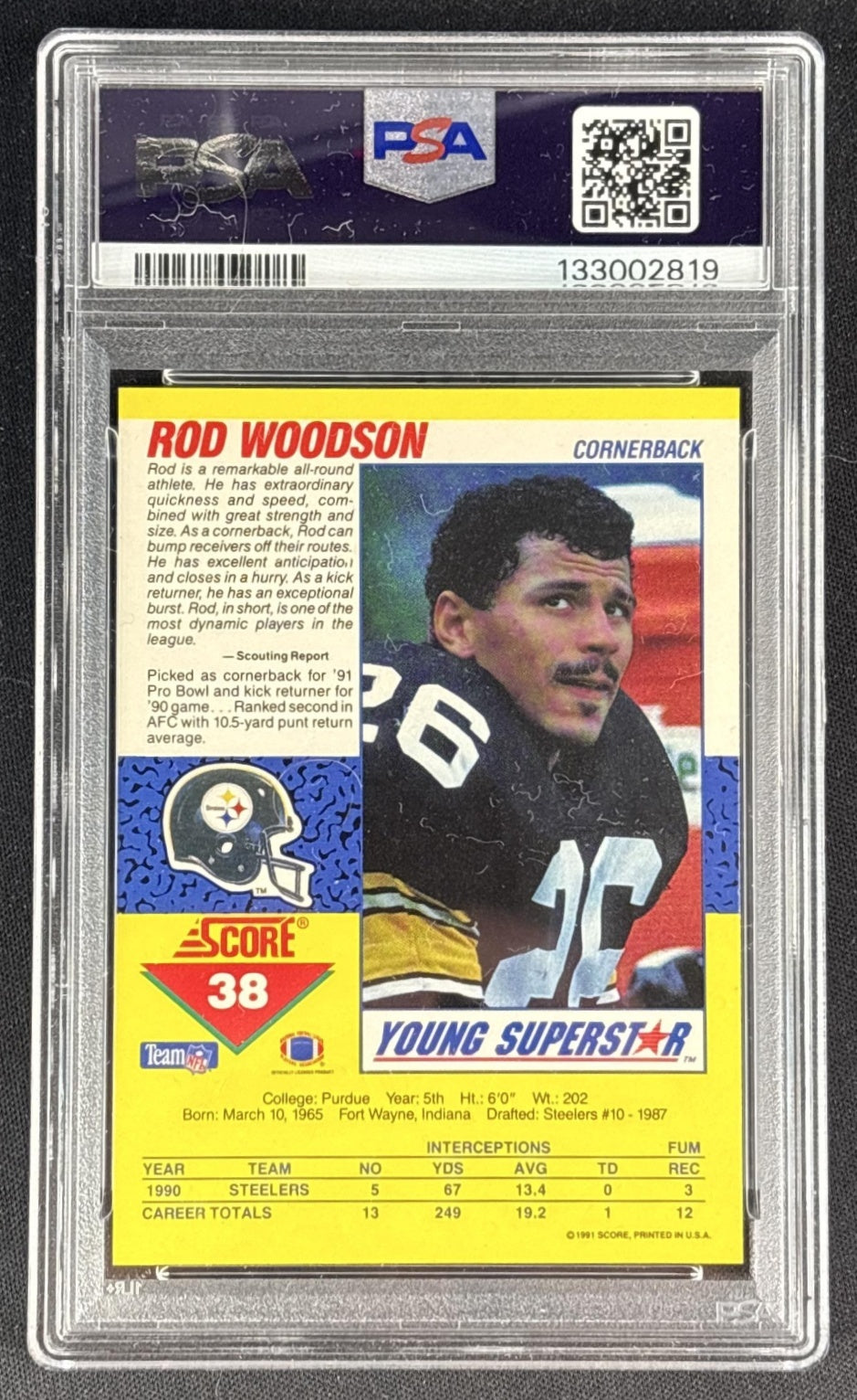 Rod Woodson 1991 Score Young Superstars PSA 10 Steelers 133002819 Sports Trading Cards
