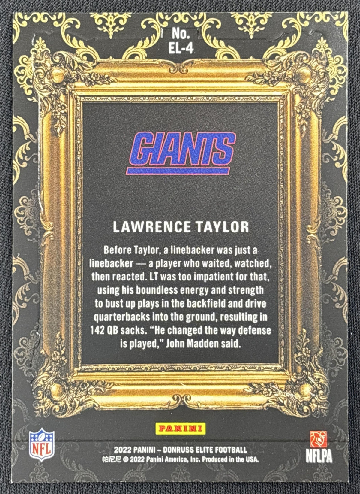 Lawrence Taylor 2022 Panini Donruss Elite Elitist Giants