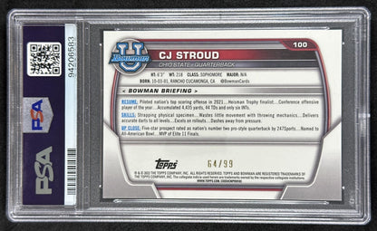 C.J. Stroud 2022 Bowman University Chrome Green Refractor /99 PSA 9