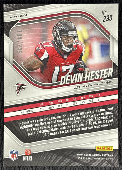 Devin Hester 2025 Panini Prizm Orange /249 Falcons Sports Trading Card