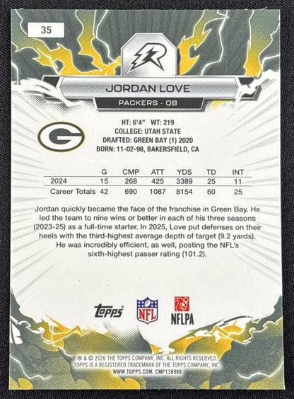 Jordan Love 2025 Topps Resurgence Navy Surge Refractor /275 Packers