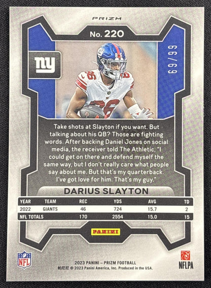 Darius Slayton 2023 Panini Prizm Blue Ice /99 Giants