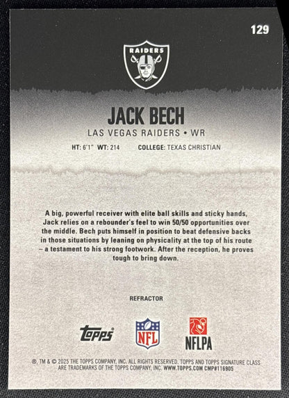 Jack Bech 2025 Topps Signature Class Chrome Rookie White Refractor Raiders Sports Trading Cards