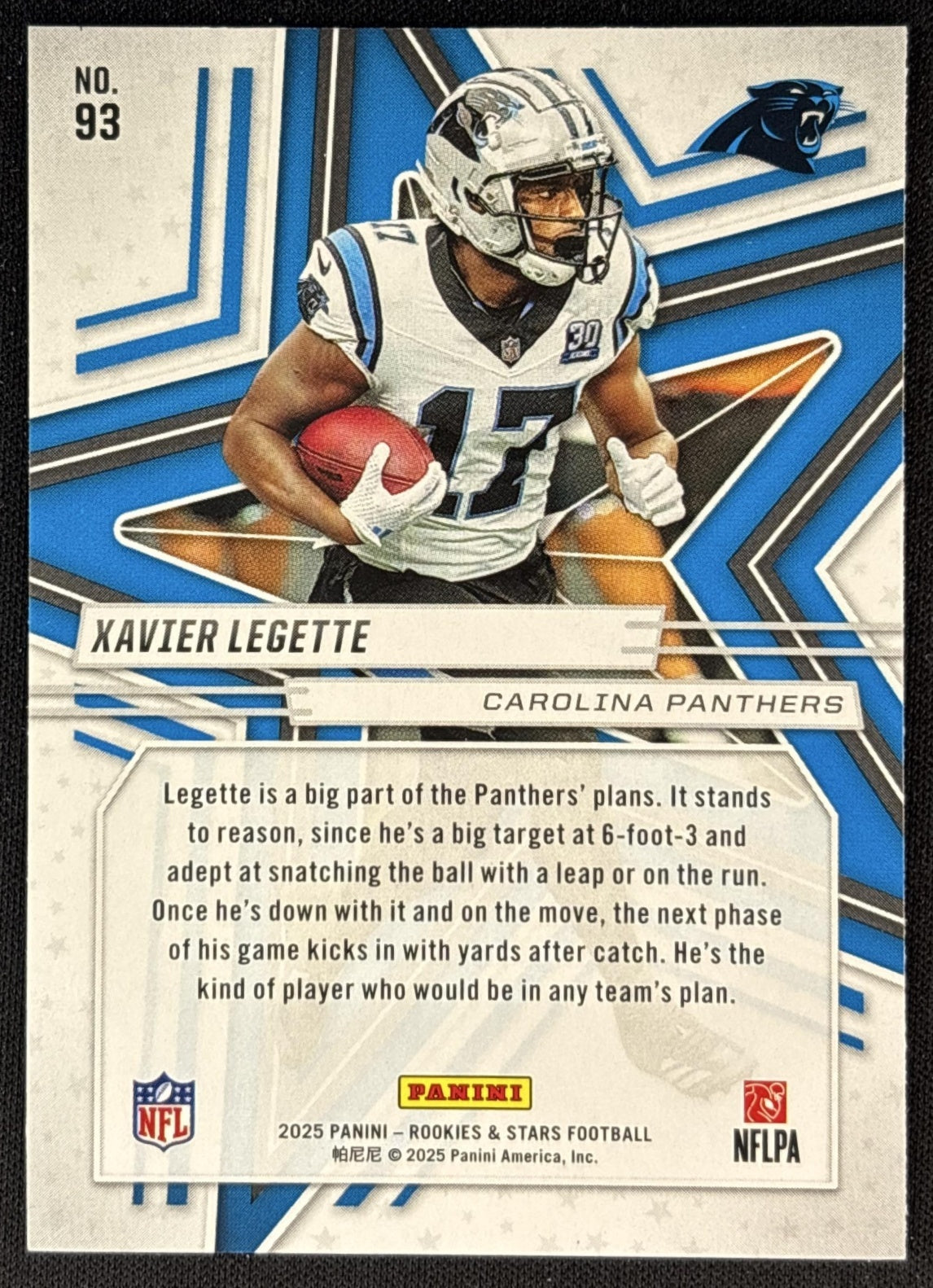 Xavier Legette 2025 Panini Rookies & Stars Red Panthers back