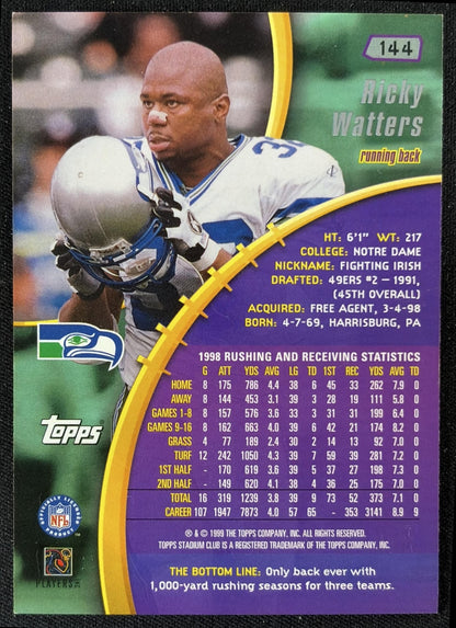 Ricky Watters 1999 Topps Stadium Club Seahawks