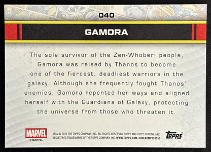 Gamora 2026 Topps Chrome Marvel Comics back