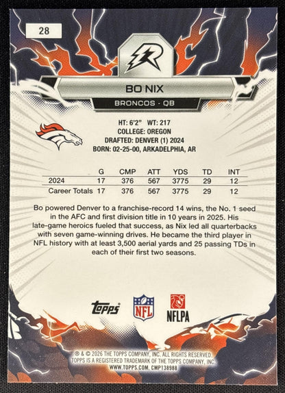 Bo Nix 2025 Topps Resurgence Broncos Denver Broncos back