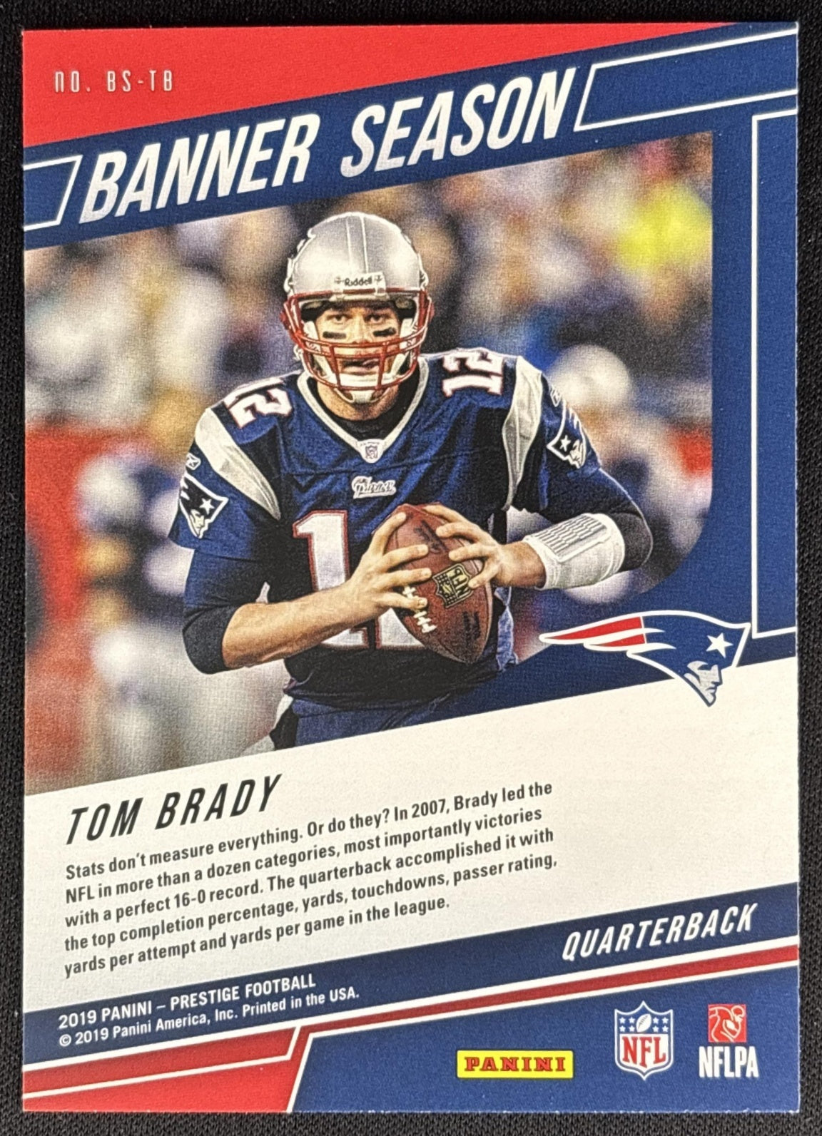 Tom Brady 2019 Panini Prestige Banner Season Patriots Sports Trading Cards