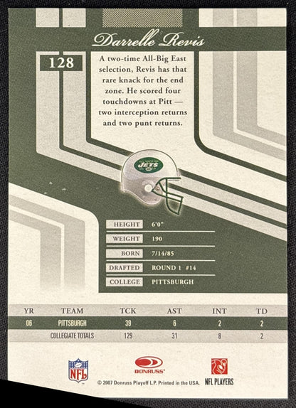 Darrelle Revis 2007 Donruss Elite /599 Jets back