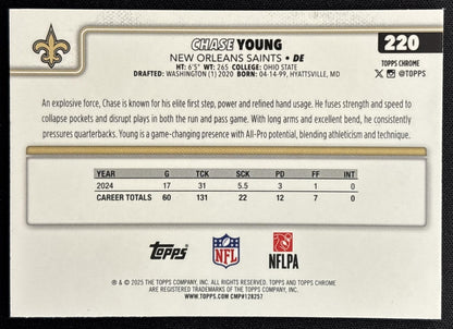 Chase Young 2025 Topps Chrome Teal Refractor /299 Saints back