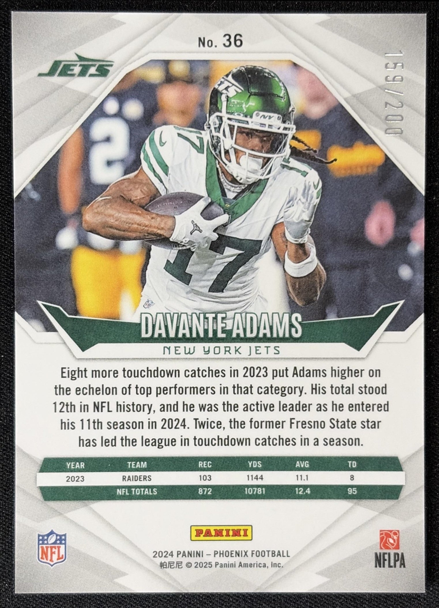 Davante Adams 2024 Panini Phoenix Pulsar /200 Jets