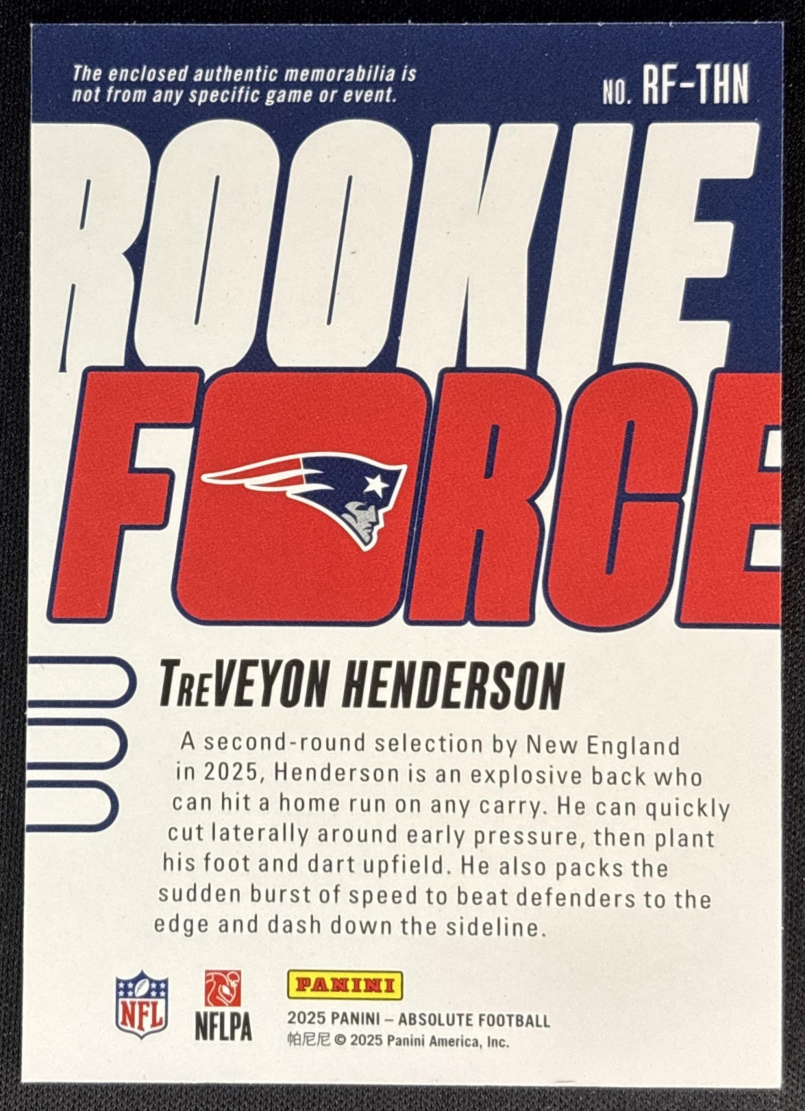 TreVeyon Henderson 2025 Panini Absolute Rookie Force
