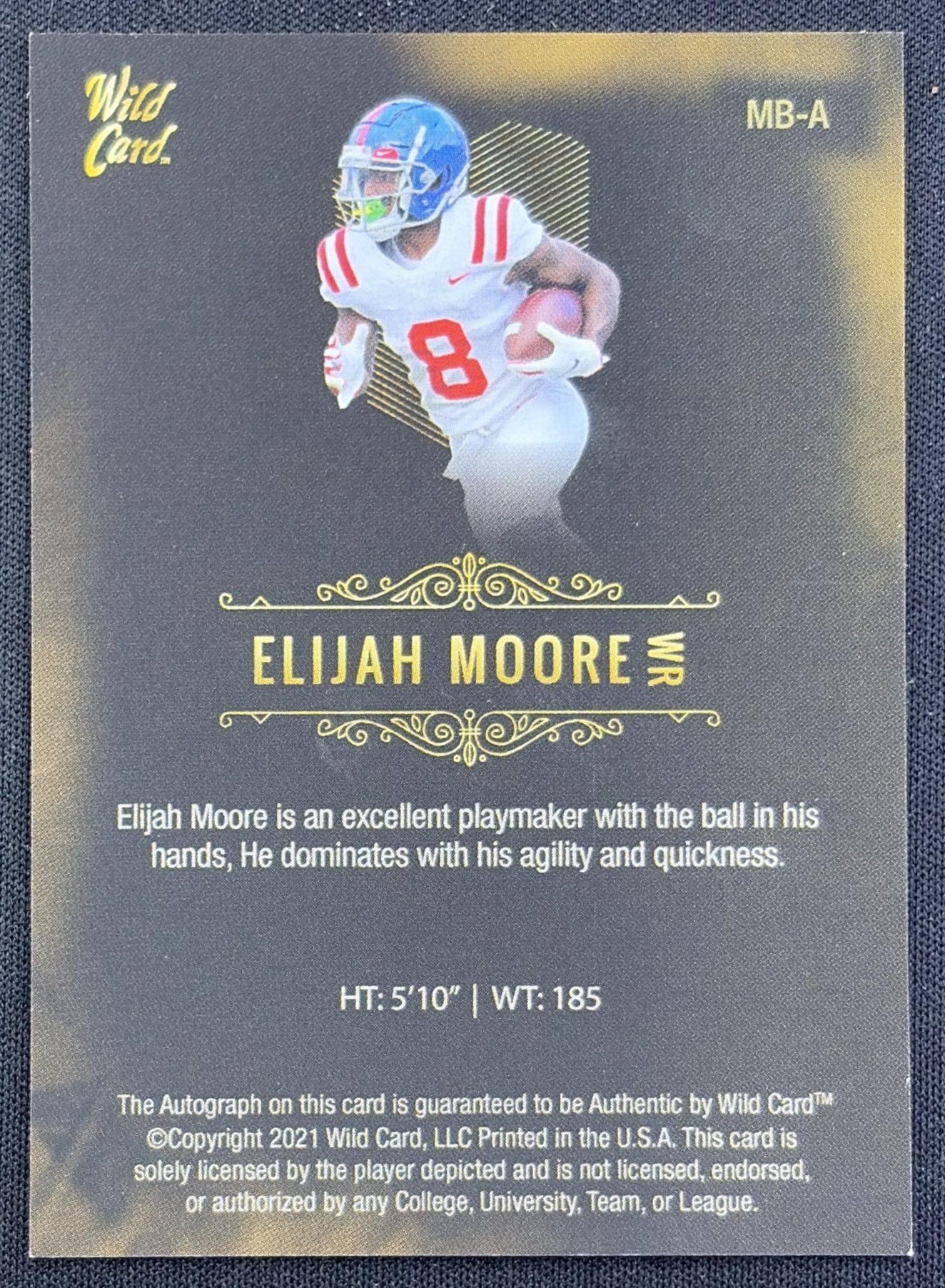 Elijah Moore 2021 Wild Card Matte White Gold Auto Rebels