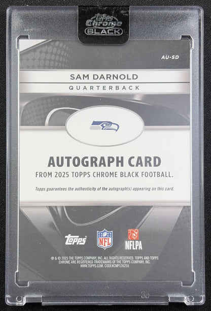 Sam Darnold 2025 Topps Chrome Black Auto Gold Mini-Diamond Refractor /50 Seahawks