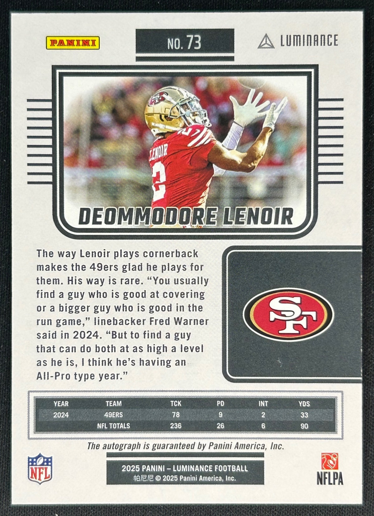 Deommodore Lenor Luminance Auto /300 49ers