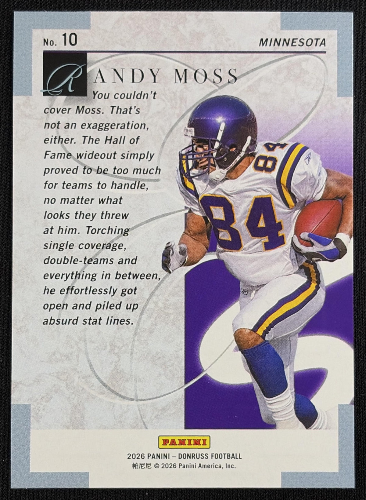 Randy Moss 2026 Panini Donruss Elite Series Pink Vikings