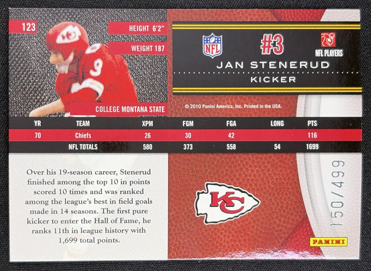 Jan Stenerud 2010 Panini Limited /499 Chiefs Sports Trading Card