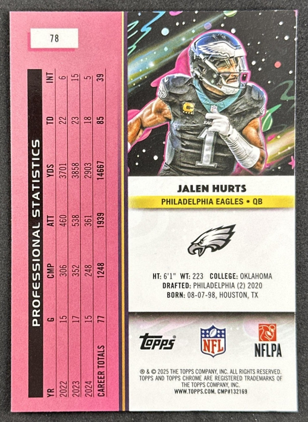 Jalen Hurts 2025 Topps Cosmic Chrome Eagles