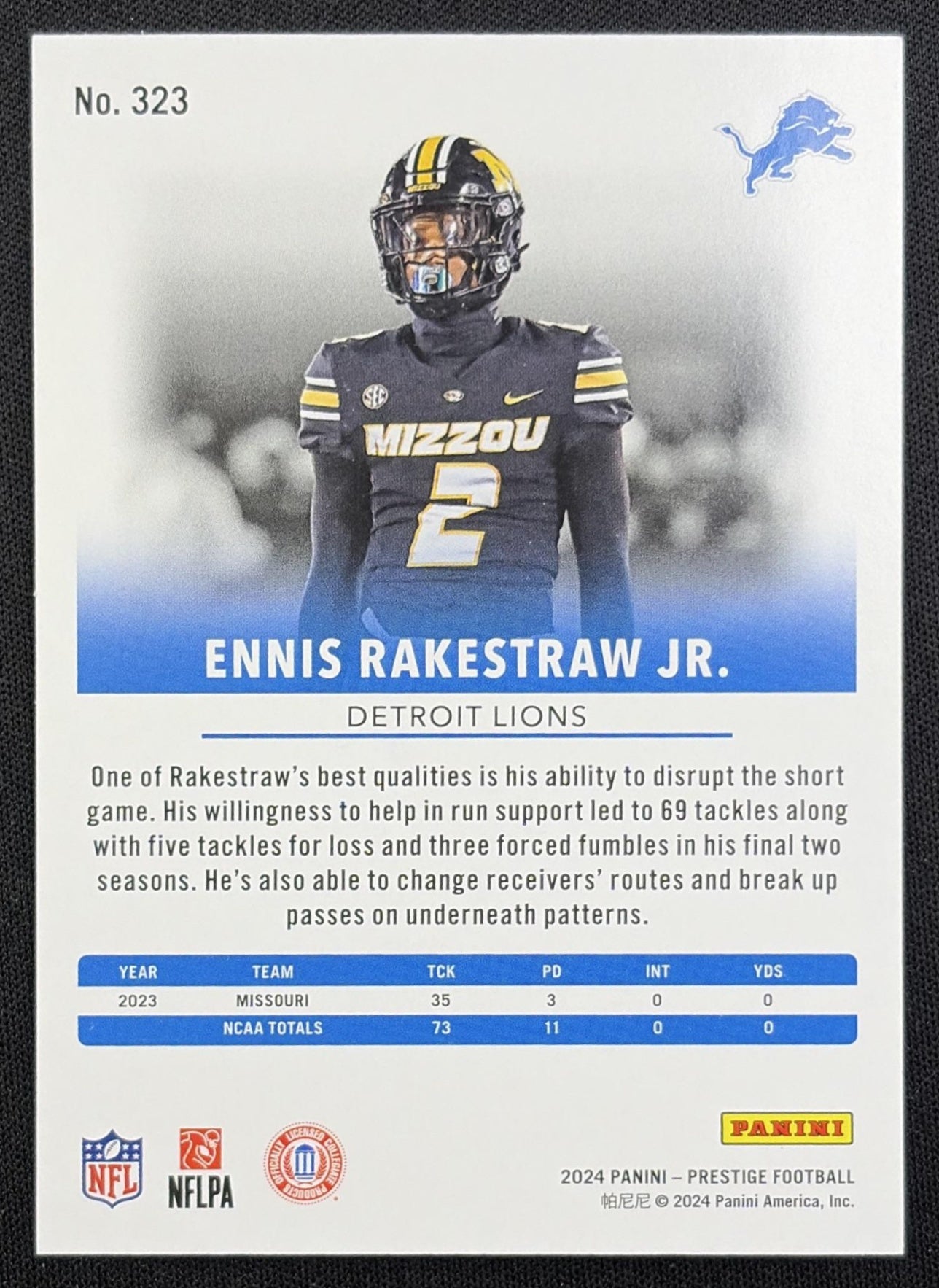 Ennis Rakestraw 2024 Panini Prestige Red Xtra Points /999 Lions