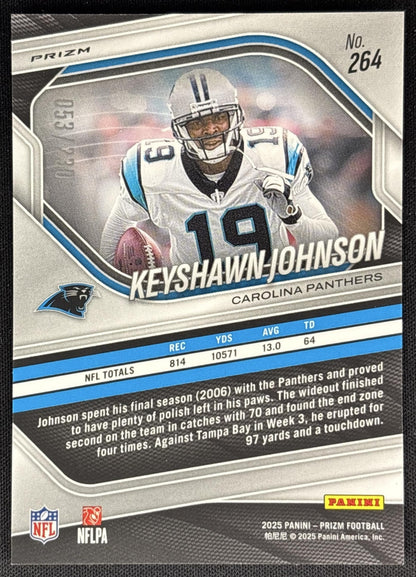 Keyshawn Johnson 2025 Panini Prizm Blue Wave /230 Panthers Sports Trading Cards