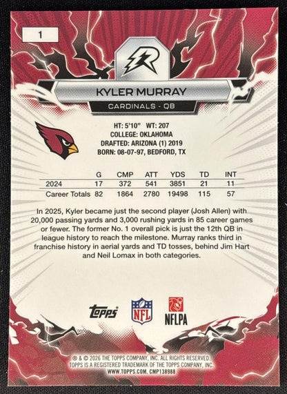 Kyler Murray 2025 Topps Resurgence Cardinals Arizona Cardinals back